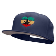 Love Marijuana Embroidered Superior Cotton Twill Flat Bill Snapback Prostyle Cap - Navy OSFM