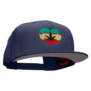 Love Marijuana Embroidered Superior Cotton Twill Flat Bill Snapback Prostyle Cap - Navy OSFM