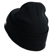 U.S. Army 36th Infantry Division Logo Embroidered 12 Inch Solid Knit Cuff Long Beanie Made in USA - Black OSFM