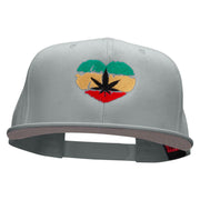 Love Marijuana Embroidered Superior Cotton Twill Flat Bill Snapback Prostyle Cap - Grey OSFM