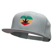 Love Marijuana Embroidered Superior Cotton Twill Flat Bill Snapback Prostyle Cap - Grey OSFM