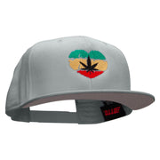 Love Marijuana Embroidered Superior Cotton Twill Flat Bill Snapback Prostyle Cap - Grey OSFM