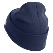 U.S. Army 36th Infantry Division Logo Embroidered 12 Inch Solid Knit Cuff Long Beanie Made in USA - Navy OSFM