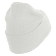 U.S. Army 36th Infantry Division Logo Embroidered 12 Inch Solid Knit Cuff Long Beanie Made in USA - White OSFM