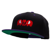 Elephants' Love Embroidered Wool Blend 2 Tone Classic Snapback - Black-Purple OSFM