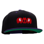 Elephants' Love Embroidered Wool Blend 2 Tone Classic Snapback - Black-Purple OSFM