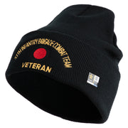 U.S. Army 37th Infantry Brigade Combat Team Logo Embroidered 12 Inch Solid Knit Cuff Long Beanie Made in USA - Black OSFM