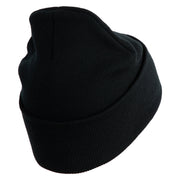 U.S. Army 37th Infantry Brigade Combat Team Logo Embroidered 12 Inch Solid Knit Cuff Long Beanie Made in USA - Black OSFM