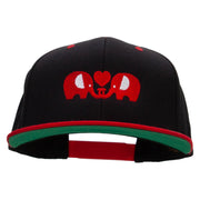 Elephants' Love Embroidered Wool Blend 2 Tone Classic Snapback - Black-Red OSFM