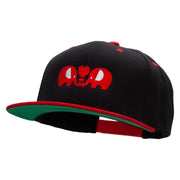 Elephants' Love Embroidered Wool Blend 2 Tone Classic Snapback - Black-Red OSFM