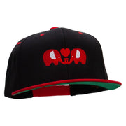 Elephants' Love Embroidered Wool Blend 2 Tone Classic Snapback - Black-Red OSFM