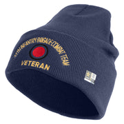 U.S. Army 37th Infantry Brigade Combat Team Logo Embroidered 12 Inch Solid Knit Cuff Long Beanie Made in USA - Navy OSFM