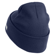 U.S. Army 37th Infantry Brigade Combat Team Logo Embroidered 12 Inch Solid Knit Cuff Long Beanie Made in USA - Navy OSFM