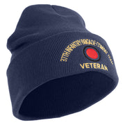 U.S. Army 37th Infantry Brigade Combat Team Logo Embroidered 12 Inch Solid Knit Cuff Long Beanie Made in USA - Navy OSFM