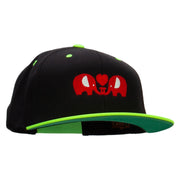 Elephants' Love Embroidered Wool Blend 2 Tone Classic Snapback - Black-Yellow OSFM