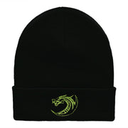 Dragon Outline Embroidered 12 Inch Long Knitted Beanie