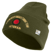 U.S. Army 37th Infantry Brigade Combat Team Logo Embroidered 12 Inch Solid Knit Cuff Long Beanie Made in USA - Olive OSFM