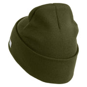 U.S. Army 37th Infantry Brigade Combat Team Logo Embroidered 12 Inch Solid Knit Cuff Long Beanie Made in USA - Olive OSFM