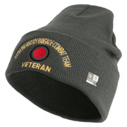 U.S. Army 37th Infantry Brigade Combat Team Logo Embroidered 12 Inch Solid Knit Cuff Long Beanie Made in USA - Charcoal OSFM