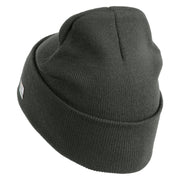 U.S. Army 37th Infantry Brigade Combat Team Logo Embroidered 12 Inch Solid Knit Cuff Long Beanie Made in USA - Charcoal OSFM