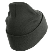 U.S. Army 37th Infantry Brigade Combat Team Logo Embroidered 12 Inch Solid Knit Cuff Long Beanie Made in USA - Charcoal OSFM