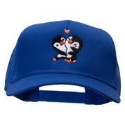 Penguins' Love Embroidered Solid Cotton Twill Mesh Prostyle Cap - Royal OSFM