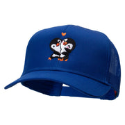 Penguins' Love Embroidered Solid Cotton Twill Mesh Prostyle Cap - Royal OSFM