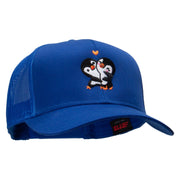 Penguins' Love Embroidered Solid Cotton Twill Mesh Prostyle Cap - Royal OSFM