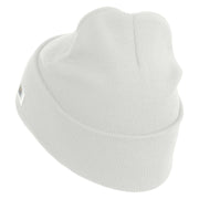 U.S. Army 38th Infantry Division Logo Embroidered 12 Inch Solid Knit Cuff Long Beanie Made in USA - White OSFM