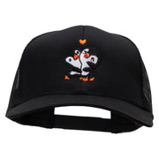 Penguins' Love Embroidered Solid Cotton Twill Mesh Prostyle Cap - Black OSFM