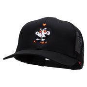 Penguins' Love Embroidered Solid Cotton Twill Mesh Prostyle Cap - Black OSFM