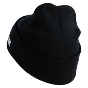 U.S. Army 38th Infantry Division Logo Embroidered 12 Inch Solid Knit Cuff Long Beanie Made in USA - Black OSFM