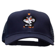 Penguins' Love Embroidered Solid Cotton Twill Mesh Prostyle Cap - Navy OSFM