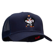 Penguins' Love Embroidered Solid Cotton Twill Mesh Prostyle Cap - Navy OSFM