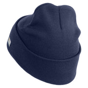 U.S. Army 38th Infantry Division Logo Embroidered 12 Inch Solid Knit Cuff Long Beanie Made in USA - Navy OSFM