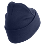 U.S. Army 38th Infantry Division Logo Embroidered 12 Inch Solid Knit Cuff Long Beanie Made in USA - Navy OSFM