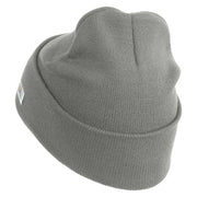 U.S. Army 38th Infantry Division Logo Embroidered 12 Inch Solid Knit Cuff Long Beanie Made in USA - Dk-Ash OSFM