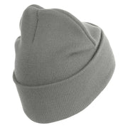 U.S. Army 38th Infantry Division Logo Embroidered 12 Inch Solid Knit Cuff Long Beanie Made in USA - Dk-Ash OSFM