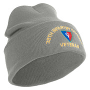 U.S. Army 38th Infantry Division Logo Embroidered 12 Inch Solid Knit Cuff Long Beanie Made in USA - Dk-Ash OSFM