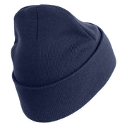 U.S. Army 39th Infantry Brigade Logo Embroidered 12 Inch Solid Knit Cuff Long Beanie Made in USA - Navy OSFM