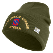 U.S. Army 39th Infantry Brigade Logo Embroidered 12 Inch Solid Knit Cuff Long Beanie Made in USA - Olive OSFM