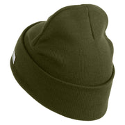 U.S. Army 39th Infantry Brigade Logo Embroidered 12 Inch Solid Knit Cuff Long Beanie Made in USA - Olive OSFM