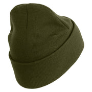 U.S. Army 39th Infantry Brigade Logo Embroidered 12 Inch Solid Knit Cuff Long Beanie Made in USA - Olive OSFM