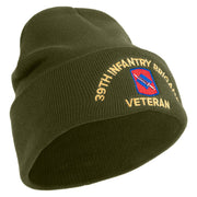 U.S. Army 39th Infantry Brigade Logo Embroidered 12 Inch Solid Knit Cuff Long Beanie Made in USA - Olive OSFM
