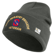 U.S. Army 39th Infantry Brigade Logo Embroidered 12 Inch Solid Knit Cuff Long Beanie Made in USA - Charcoal OSFM