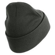 U.S. Army 39th Infantry Brigade Logo Embroidered 12 Inch Solid Knit Cuff Long Beanie Made in USA - Charcoal OSFM