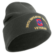 U.S. Army 39th Infantry Brigade Logo Embroidered 12 Inch Solid Knit Cuff Long Beanie Made in USA - Charcoal OSFM