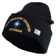 U.S. Army 40th Infantry Division Logo Embroidered 12 Inch Solid Knit Cuff Long Beanie Made in USA - Black OSFM