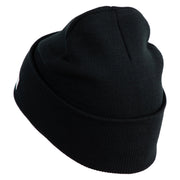 U.S. Army 40th Infantry Division Logo Embroidered 12 Inch Solid Knit Cuff Long Beanie Made in USA - Black OSFM