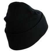 U.S. Army 40th Infantry Division Logo Embroidered 12 Inch Solid Knit Cuff Long Beanie Made in USA - Black OSFM